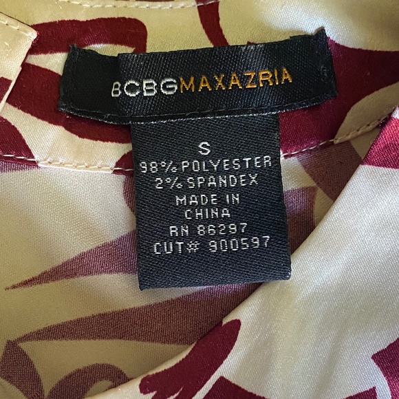 BCBGMaxAzria top short puff sleeve silky printed keyhole pullover Small - Picture 15 of 16
